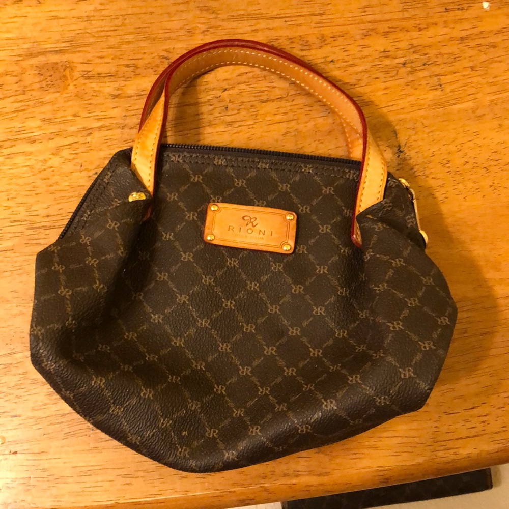 Rioni little girl’s pocketbook bag Brown with tan leather handles